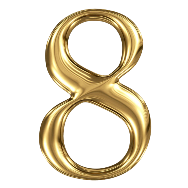 金色立体数字8