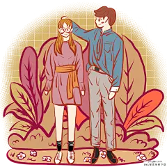 时尚文艺风手绘清新浪漫情侣小插画 PNG搜索 衬衫,服装,购物狂欢节活动,卡通手绘,男性,女性,时尚服饰,时尚情侣,英伦风