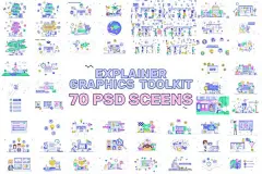 联网场景化概念2.5D插画PSD社交网络商业技术主题素材模板合集 Explainer Graphics Toolkit