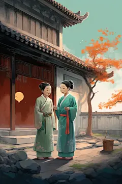 AI数字艺术中国风儿童水墨插画-众图网