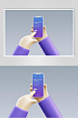 蓝紫渐变立体操控手机模型样机-众图网