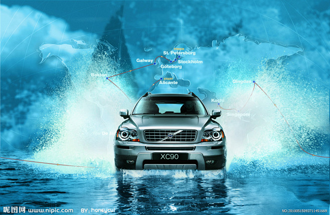沃尔沃xc90汽车2010款海报PSD分...