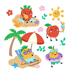 手绘卡通夏天水果拟人原创插画海报夏天夏日夏季