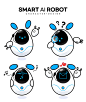 10款可爱手绘卡通智能科技AI商业机器人造型吉祥物AI/EPS素材-淘宝网