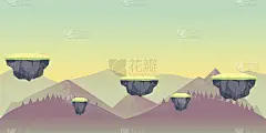 无缝的自然景观游戏，矢量插图与单独的层