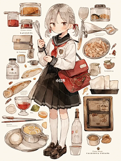 🧀插画🦔🎶จุ๊บ采集到少女风 小清新 偏平面