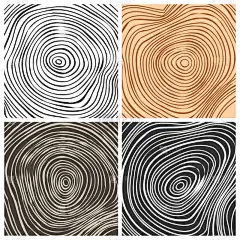 树干切割纹理,松树或橡木片.锯木，木料。褐色木制质感,有树环.手绘草图矢量说明.