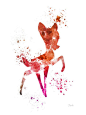 Bambi ART PRINT 10 x 8" illustration, Disney, Mixed Media, Home Decor, Nursery, Kid on Etsy, $13.36: 