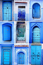 摩洛哥，舍夫沙万(Morocco, Chefchaouen) 。如此特殊而美丽的门，像一张张表情丰富而华丽的脸，引起我们无比的想象，仿佛打开门，等着我们的会是个梦想中的天堂乐园。