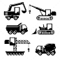 图标建设——Web元素矢量Icons Construction - Web Elements Vectors汽车、黑色、建筑、推土机、混凝土搅拌机、建设、起重机、起重机卡车,设计,设计师,自卸车,设备,挖掘机,图标,工业、工业、机械、搅拌机、推动者,道路、集,符号,轮廓,技术,工具,拖拉机,卡车,卡车,白色,工人 auto, black, building, bulldozer, concrete mixer, construction, crane, crane truck, design, desig