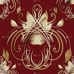 黄金,花纹,四方连续纹样,华丽的,纺织品,华贵,壁纸,植物群,复古