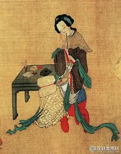 班姬像：仇英《千秋绝艳图》局部高清大图，中国古代美女之一，东汉才女班昭