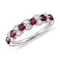 Ruby and Diamond Garland Ring in 18k White Gold (1/2 ct. tw.) | Blue Nile : Deep red rubies alternate with brilliant diamonds to create a garland-inspired pattern on this 18k white gold anniversary ring.