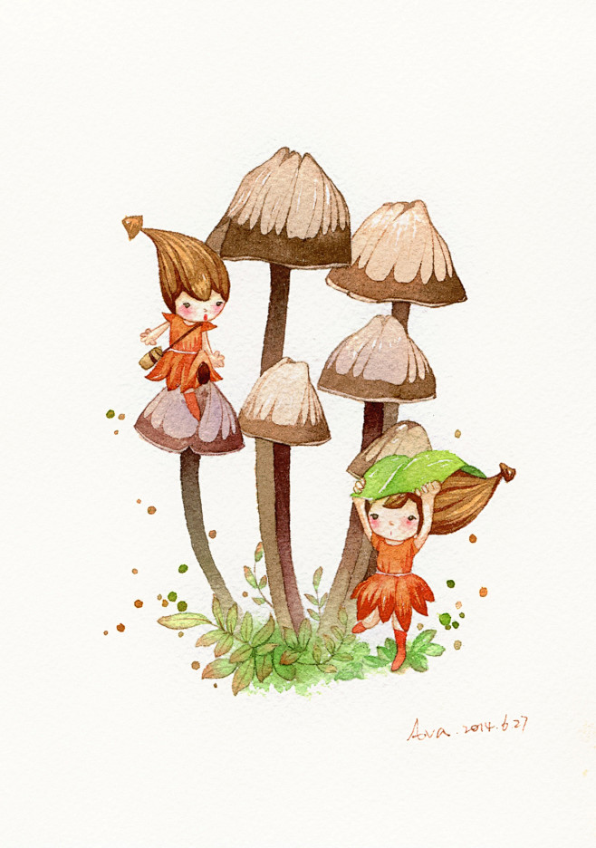 蘑菇头的小姑凉2 - 大瞿ava_插画，...