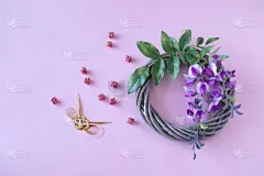 紫藤,花环,传统,球体,周年纪念,请柬,贺卡,彩色背景,简单,春天