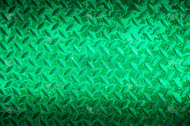 绿色金属防滑表面背景。