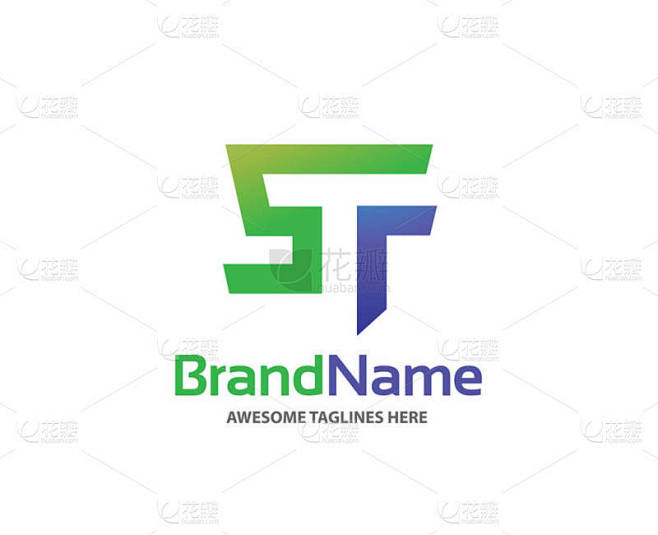 字母 St 标志设计矢量插图模板, 字母 S 和 T 标志向量