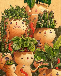 台湾插画家 Felicia Chiao 创作了系列插画《幽居星人的怪诞世界》