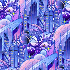 式样,未来,城市,插画,电子人,榴弹发射器,幻想,摩天大楼,技术,图像