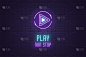 Neon icon set of Play non Stop button, vector sign