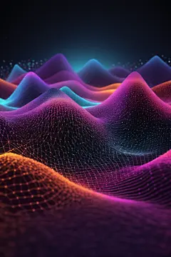 AI数字艺术科幻感脉冲波科技背景图-众图网