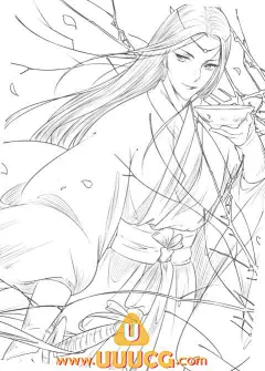 美术资源_[黑白线稿] 第三集 古风系列插画新手练习线稿43p_原画素材 - U社-www.uuucg.com