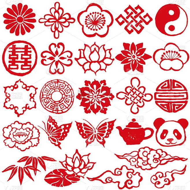 中国装饰图标。素材-花瓣网