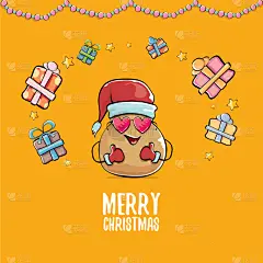 可爱的,褐色,漫画,时髦的,卡通,蔬菜,食品,品牌名称,圣诞老公,微笑