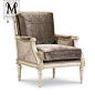 慕妃高端定制客厅家具欧式美式新古典实木布艺单人休闲沙发椅CP01