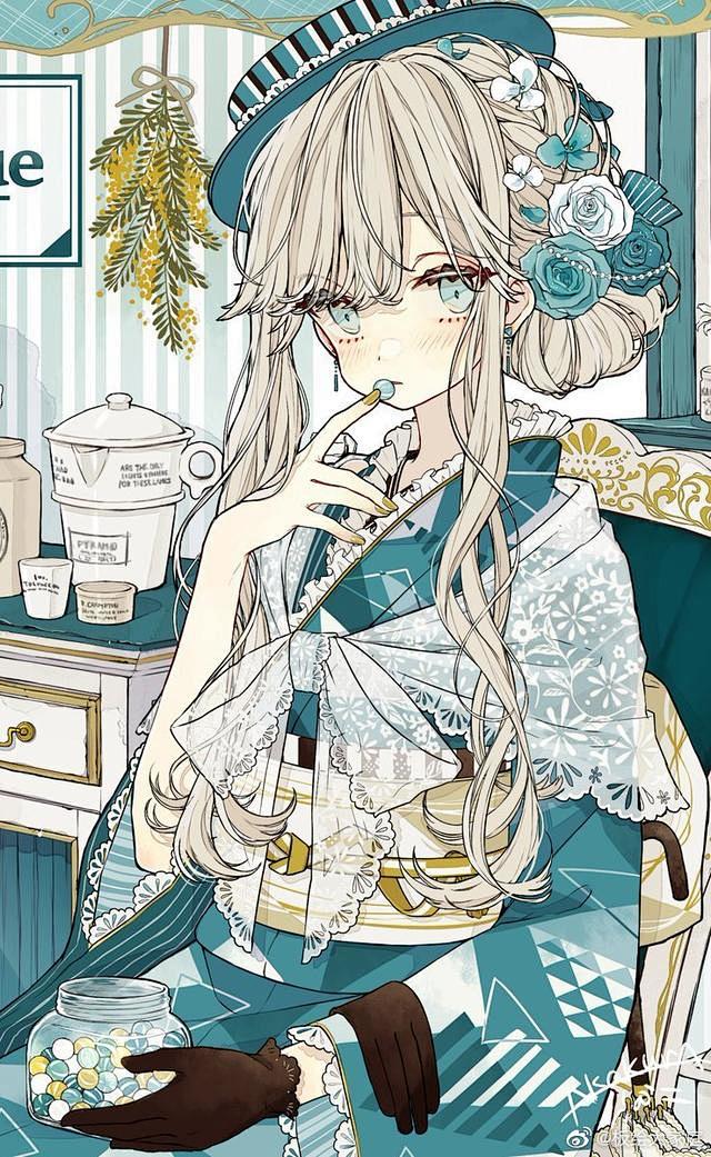 简单线条上色漫画少女插画，收藏哦