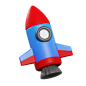 3D卡通立体火箭 PNG免抠图