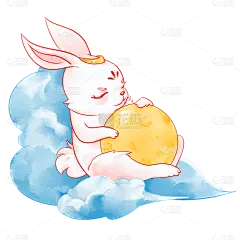 中秋节水彩风中国风插画-兔子