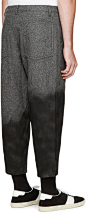 Comme des Garçons Shirt Grey Spray-Painted Wool Trousers: 