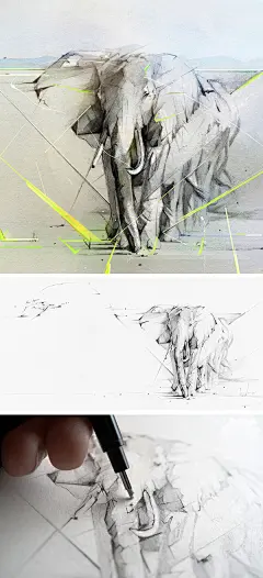 【画出来的折纸感】 精致入微的宣传画手绘线稿 插画设计 HEWLETT PACKARD ———欢迎加入工业设计手绘交流群 44273244