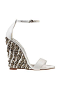 Brian Atwood White Gold Wedge Sandal Spring 2014 #Wedges #Shoes