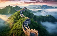 唯美泡泡人物风景长城建筑风景素材图片