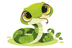 竹叶青蛇年蛇可爱小青蛇插画