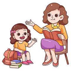 卡通家庭生活教育母子讲故事插画素材png