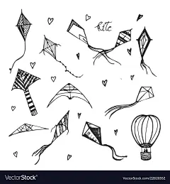 风筝和浮空器的手绘草图
