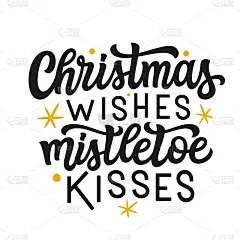 圣诞祝福，槲寄生之吻。手刻字