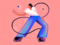 Dance: Left happy jeans good vibes dancer disco dance flat simple character 2d illustration