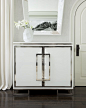 Clean White Cabinet with Sleek Silver Accents: Clean White Cabinet with Sleek Silver Accents