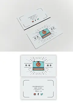卡通相机摄影名片