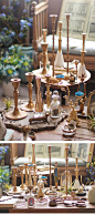 法式茶歇古董高脚蜡烛台甜品台宴会餐桌布置花器欧洲复古黄铜摆件-淘宝网