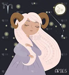 白羊座星座字符的例证。可编辑的矢量插图 