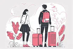 扁平风旅游踏青手绘插画