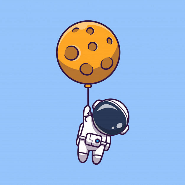 月球气球宇航员，卡通矢量插画矢量图素材