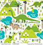 Seamless baby dinosaur animal illustration background pattern in vector 正版图片|正版微利素材库 - 海洛创意（HelloRF） - 站酷旗下产品 - Shutterstock中国独家合作伙伴