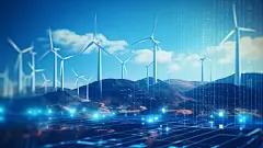 先进的人工智能以时尚的高科技风格可视化监测可再生能源电网