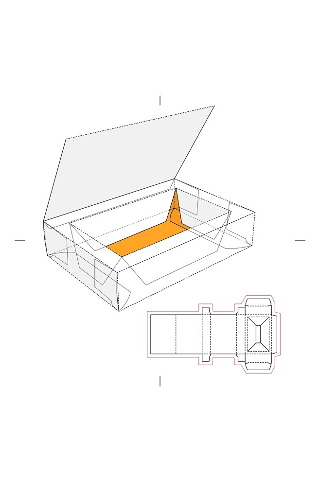 详细分解礼盒纸箱包装刀线盒展开图